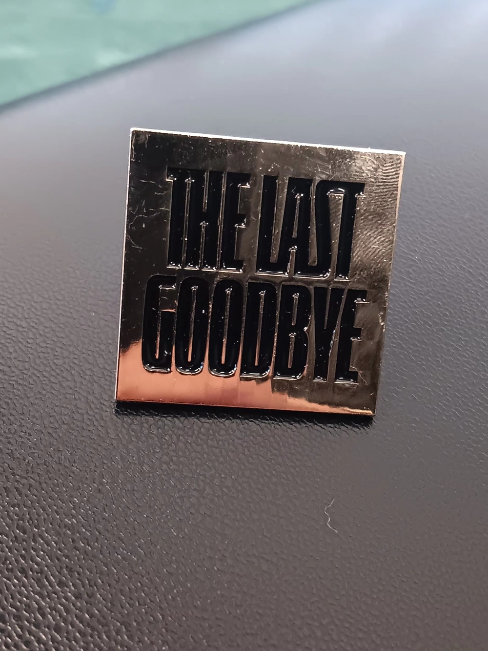 The Last Goodbye Square Enamel Pin - Black & Gold